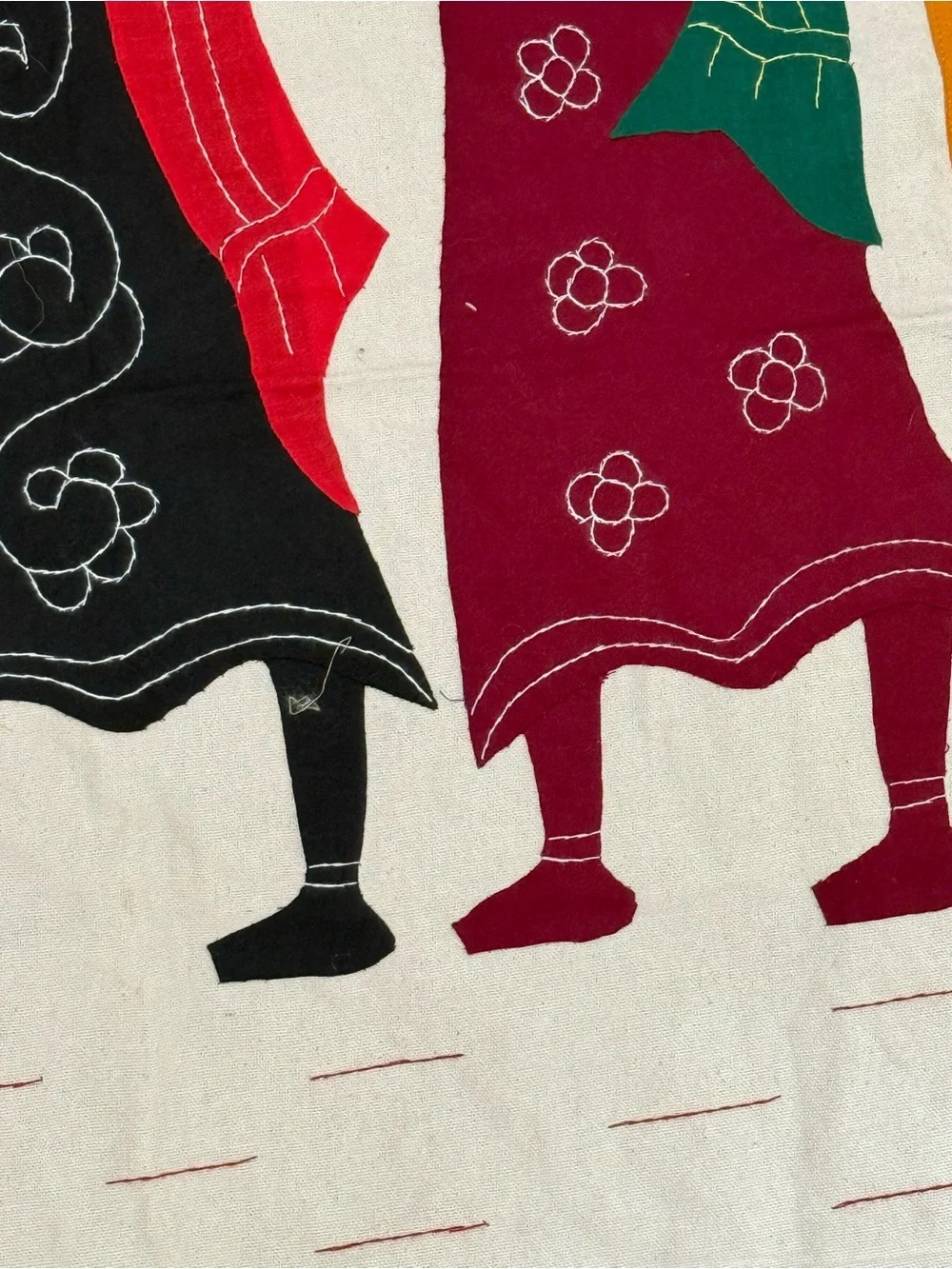 Vintage African‎ Applique Wall Hanging Textile Art Three Women Water Carriers